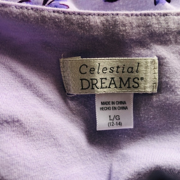 Nightgown Pullover Purple Floral Scoop Neck Long Sleeves CELESTIAL DREAMS - Picture 2 of 10